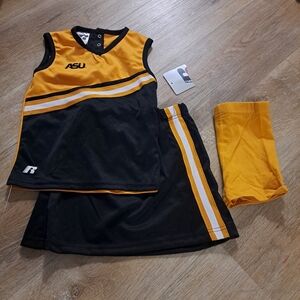 Russell ASU Toddler's Black Gold White Cheerleading Outfit Kid's Size 5T NWT